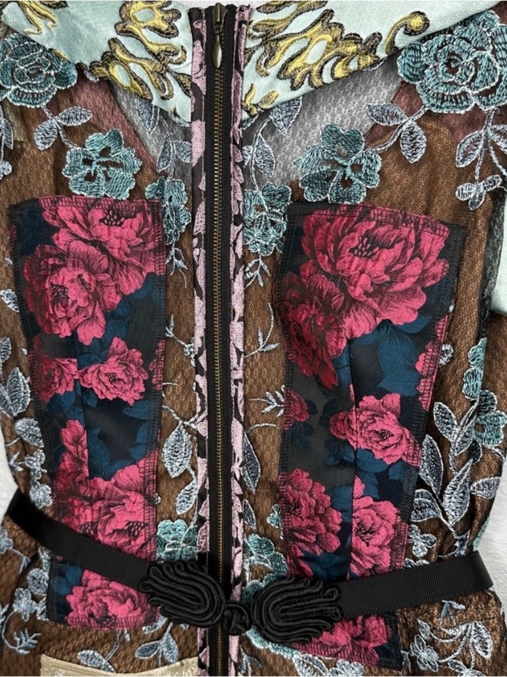 Beguile by Byron Lars Pieced Brocade Sheath Dress w/ Belt, Size 4 - Picture 4 of 16